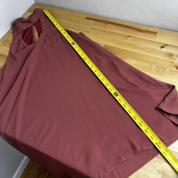 Lulus Groove Thing Keyhole Halter Mini Swing Dress Dark Pink Rusty Rose Size M - Picture 9 of 9